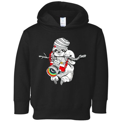 Hipster Sloth With Retro Camera Toddler Hoodie