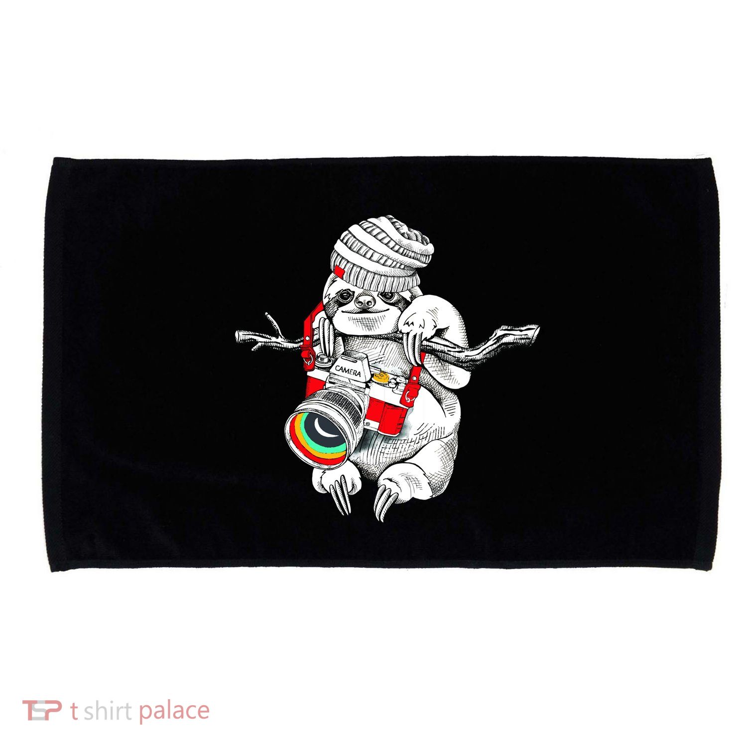 Hipster Sloth With Retro Camera Microfiber Hand Towel