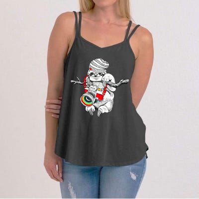 Hipster Sloth With Retro Camera Women's Strappy Tank