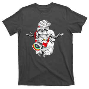 Hipster Sloth With Retro Camera T-Shirt