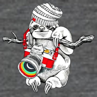 Hipster Sloth With Retro Camera T-Shirt