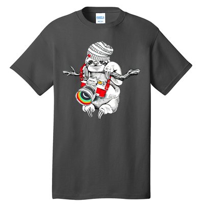 Hipster Sloth With Retro Camera Tall T-Shirt