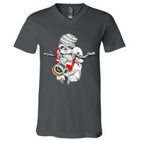 Hipster Sloth With Retro Camera V-Neck T-Shirt
