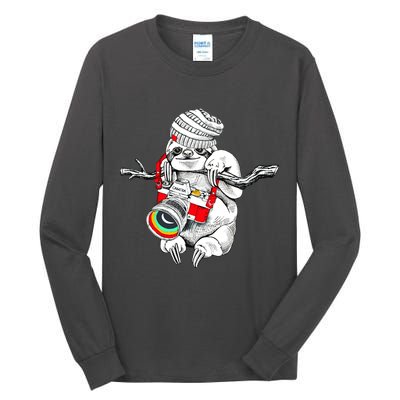 Hipster Sloth With Retro Camera Tall Long Sleeve T-Shirt