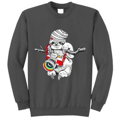 Hipster Sloth With Retro Camera Tall Sweatshirt