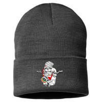 Hipster Sloth With Retro Camera Sustainable Knit Beanie