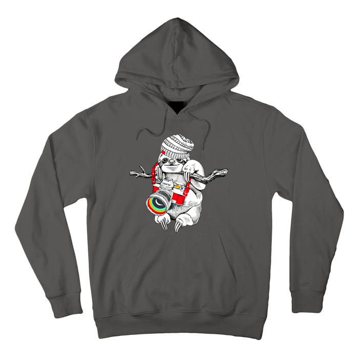 Hipster Sloth With Retro Camera Tall Hoodie