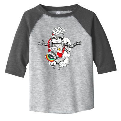 Hipster Sloth With Retro Camera Toddler Fine Jersey T-Shirt