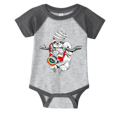 Hipster Sloth With Retro Camera Infant Baby Jersey Bodysuit