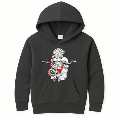 Hipster Sloth With Retro Camera Kids Hoodie