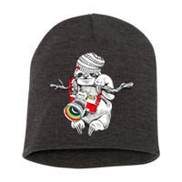 Hipster Sloth With Retro Camera Short Acrylic Beanie