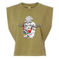 Hipster Sloth With Retro Camera Garment-Dyed Women's Muscle Tee