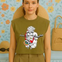 Hipster Sloth With Retro Camera Garment-Dyed Women's Muscle Tee