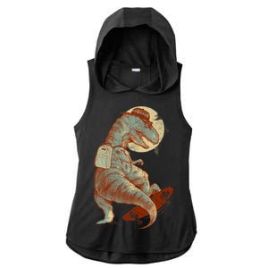 Hipster T-Rex Skateboarding Ladies PosiCharge Tri-Blend Wicking Draft Hoodie Tank