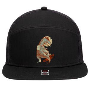 Hipster T-Rex Skateboarding 7 Panel Mesh Trucker Snapback Hat