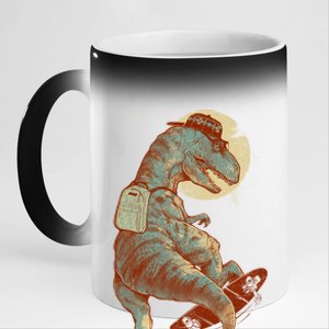 Hipster T-Rex Skateboarding 11oz Black Color Changing Mug