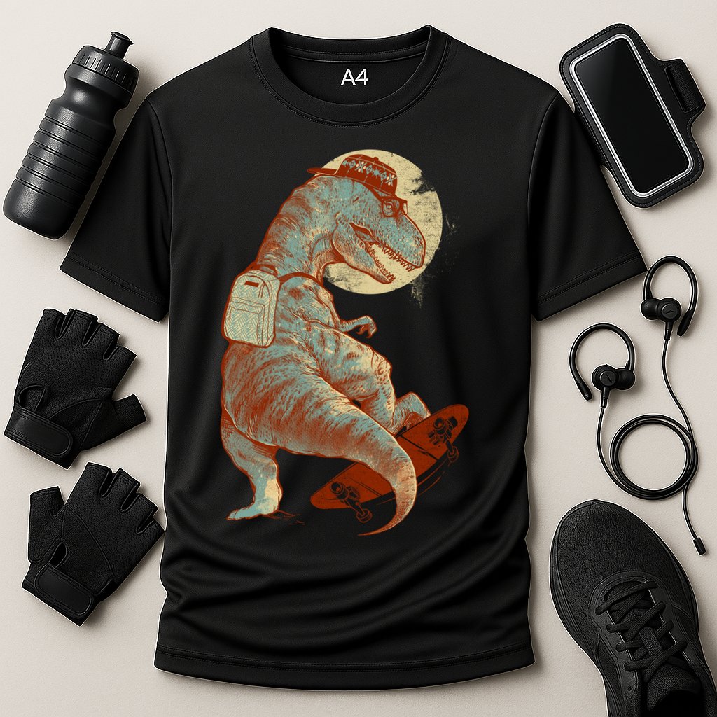 Hipster T-Rex Skateboarding Performance Shirt