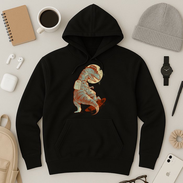 Hipster T-Rex Skateboarding Hoodie