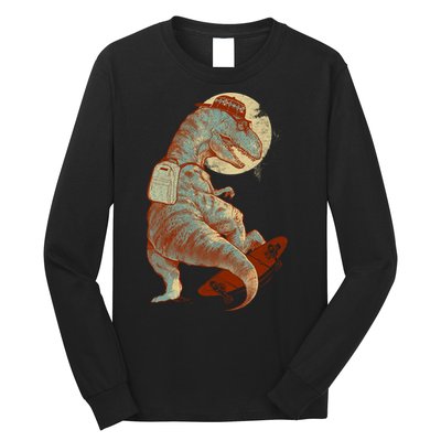 Hipster T-Rex Skateboarding Long Sleeve Shirt