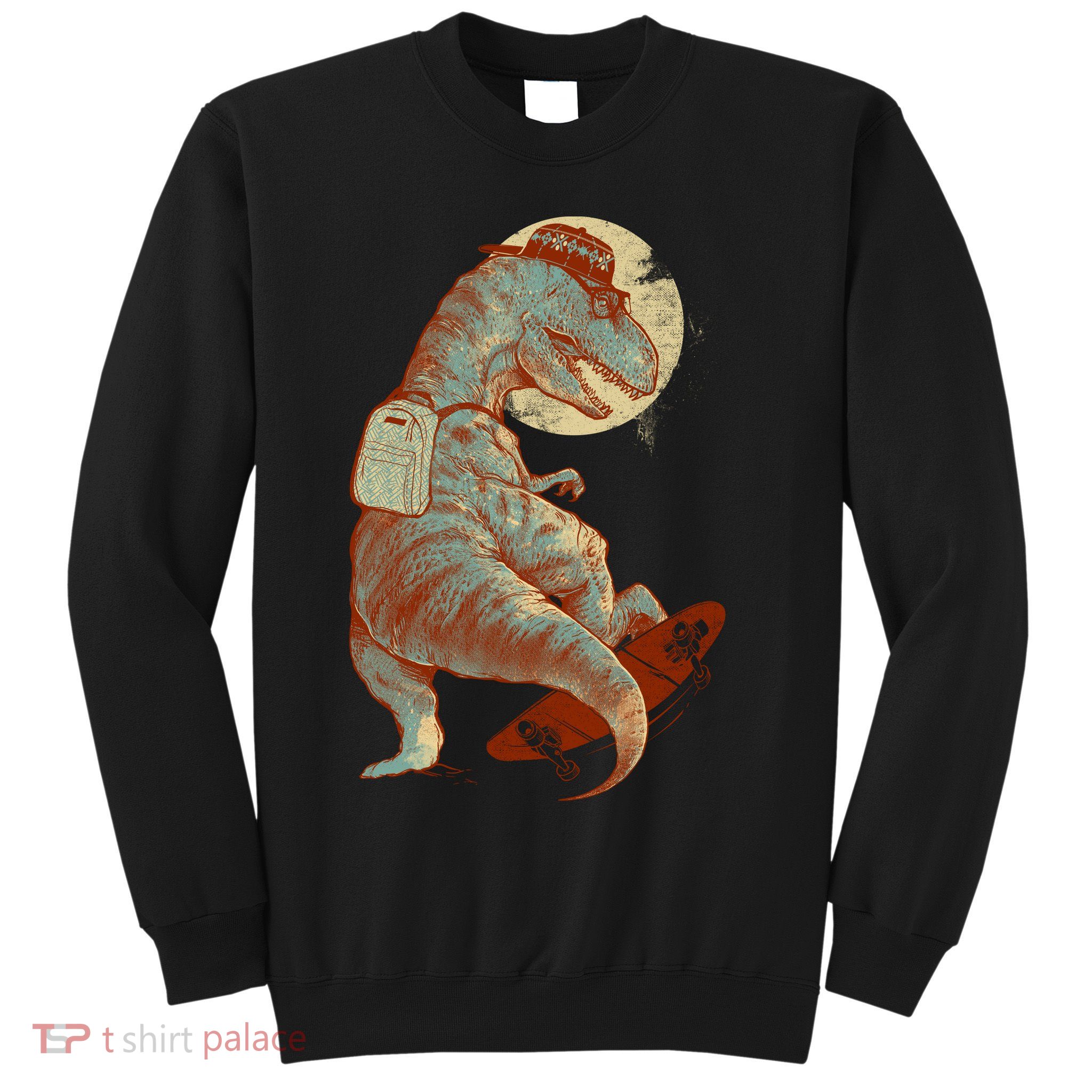 Hipster T-Rex Skateboarding Sweatshirt