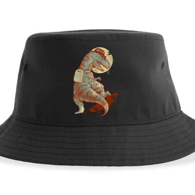 Hipster T-Rex Skateboarding Sustainable Bucket Hat