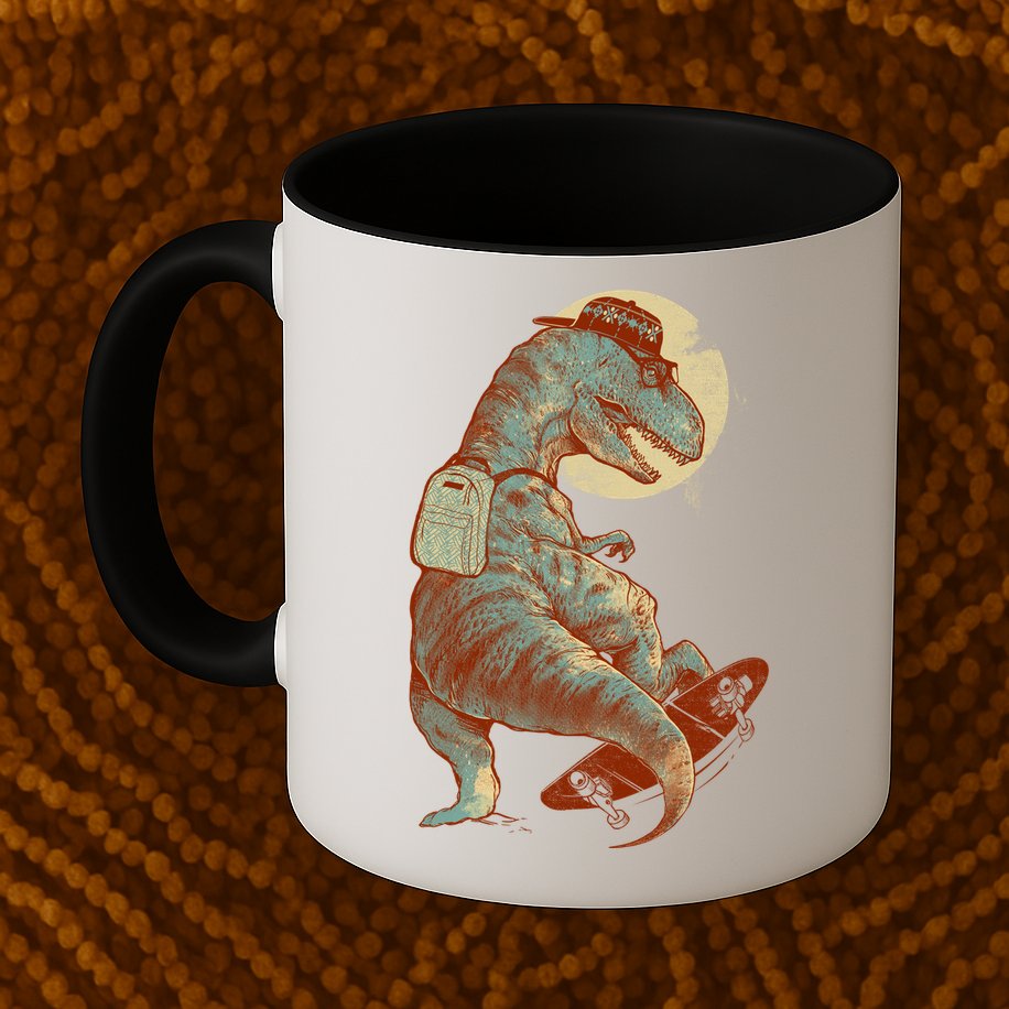 Hipster T-Rex Skateboarding Mug