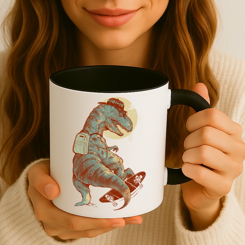 Hipster T-Rex Skateboarding Mug