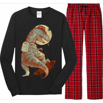 Hipster T-Rex Skateboarding Long Sleeve Pajama Set