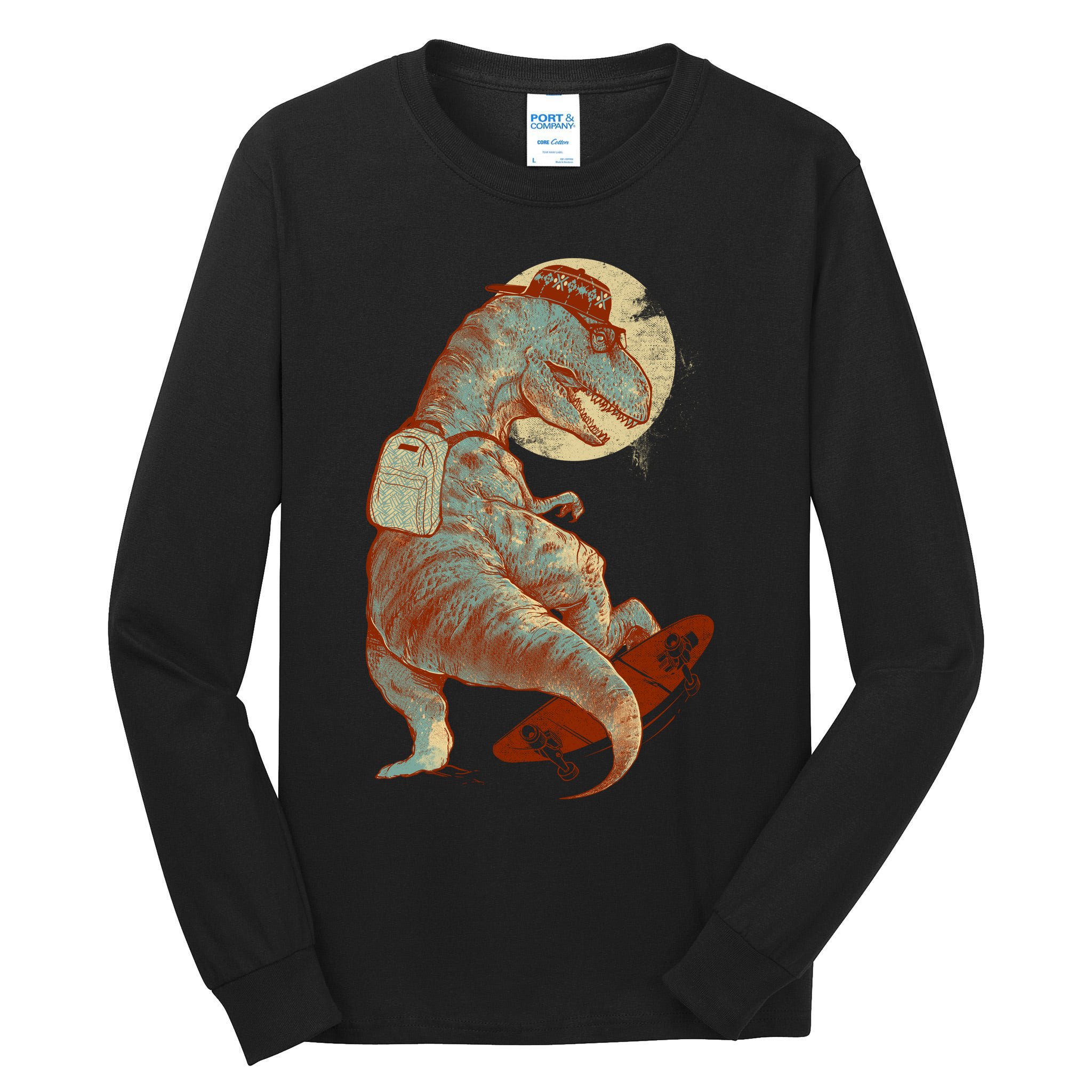 Hipster T-Rex Skateboarding Tall Long Sleeve T-Shirt