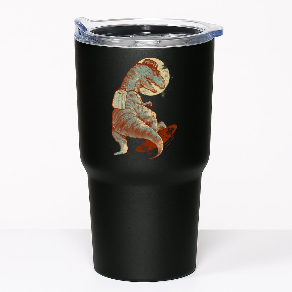 Hipster T-Rex Skateboarding Tumbler