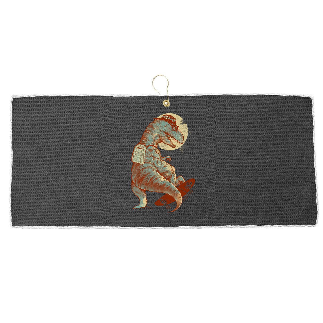 Hipster T-Rex Skateboarding Large Microfiber Waffle Golf Towel