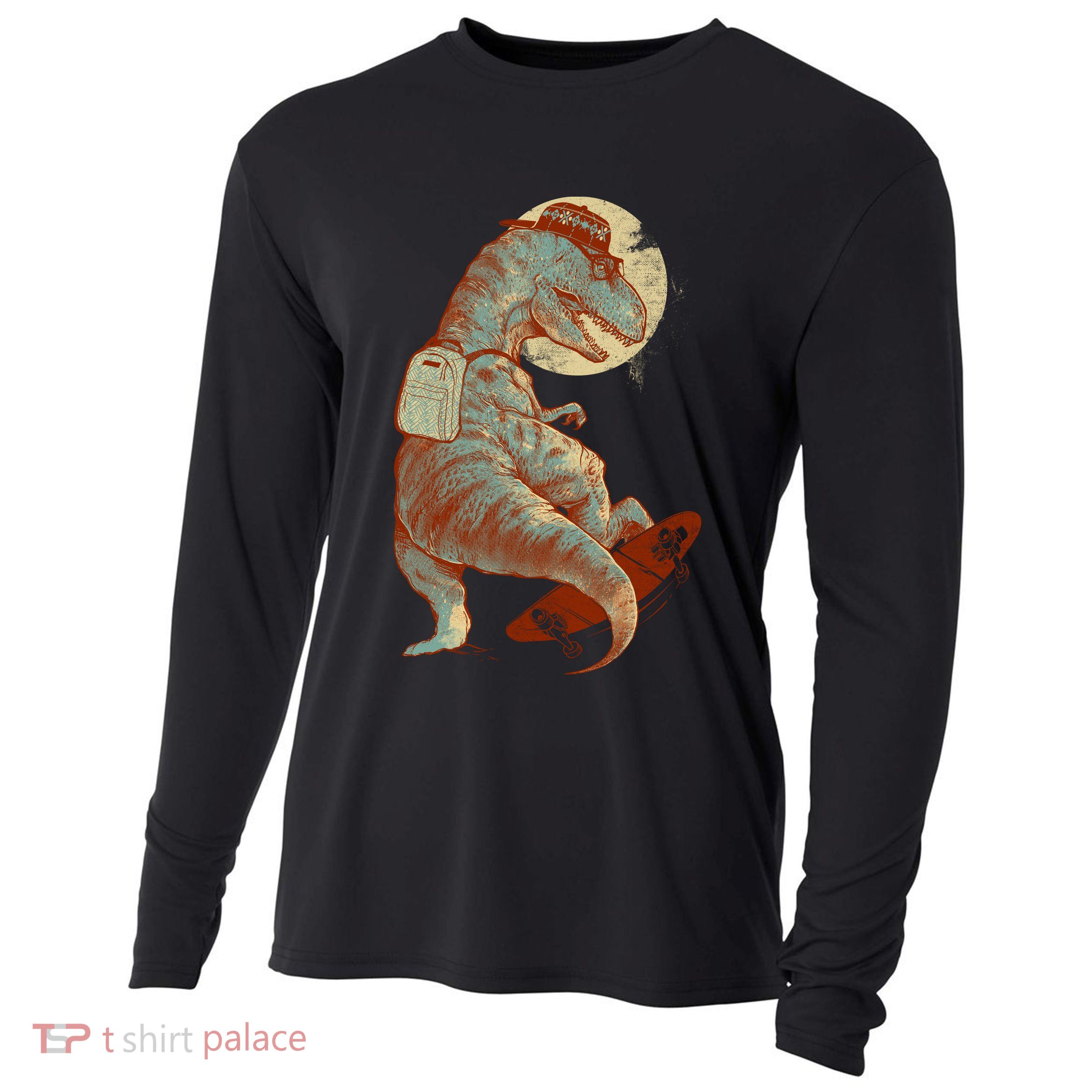 Hipster T-Rex Skateboarding Cooling Performance Long Sleeve Crew
