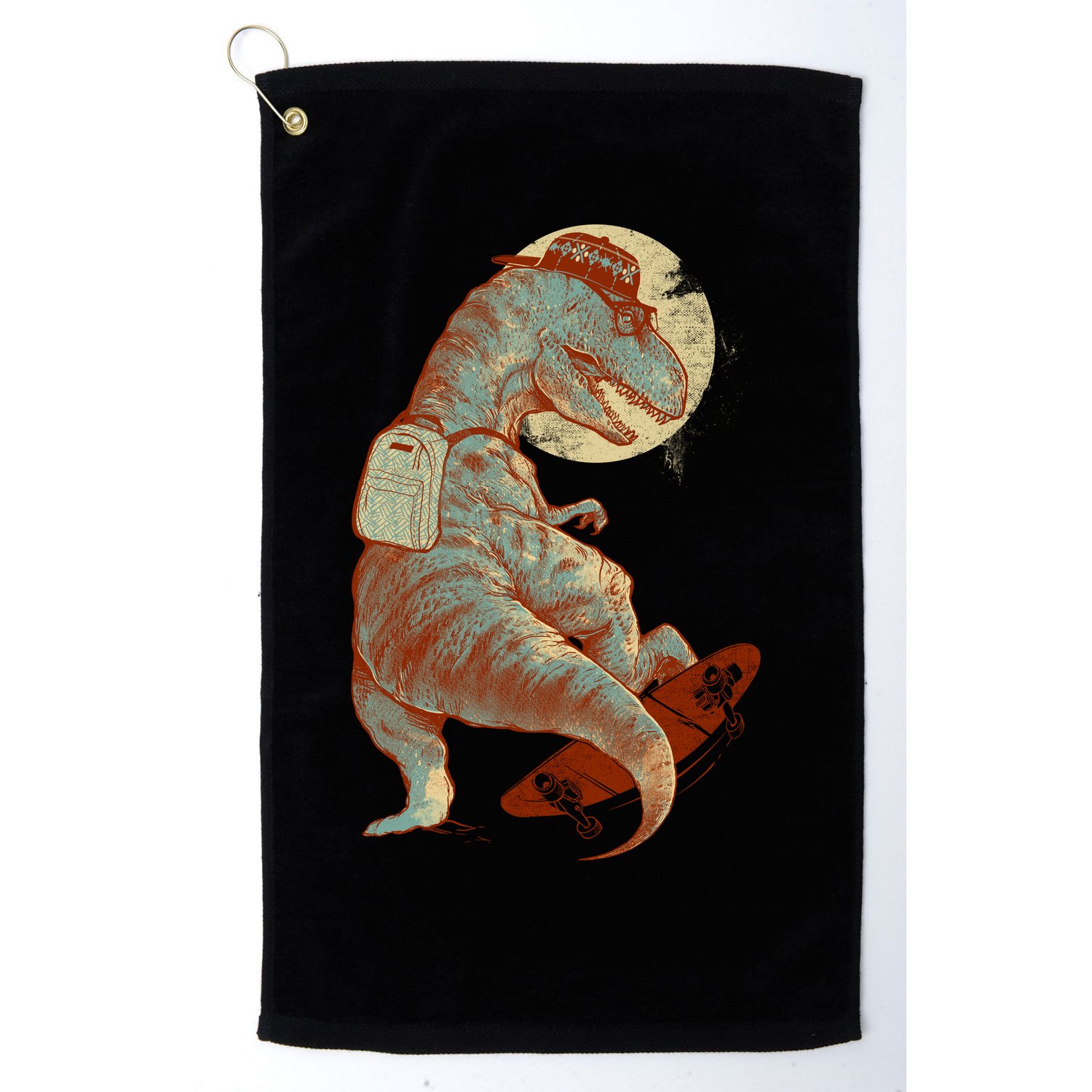 Hipster T-Rex Skateboarding Golf Towel