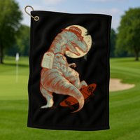 Hipster T-Rex Skateboarding Golf Towel