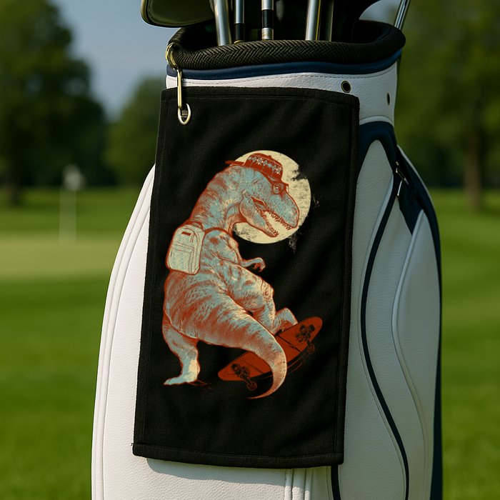 Hipster T-Rex Skateboarding Golf Towel
