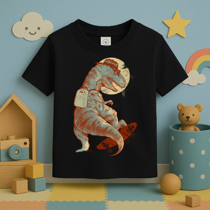 Hipster T-Rex Skateboarding Toddler T-Shirt