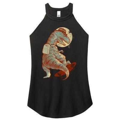 Hipster T-Rex Skateboarding Women's Perfect Tri Rocker Tank