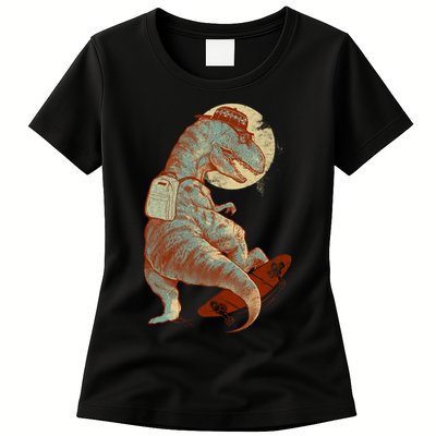 Hipster T-Rex Skateboarding Womens T-Shirt
