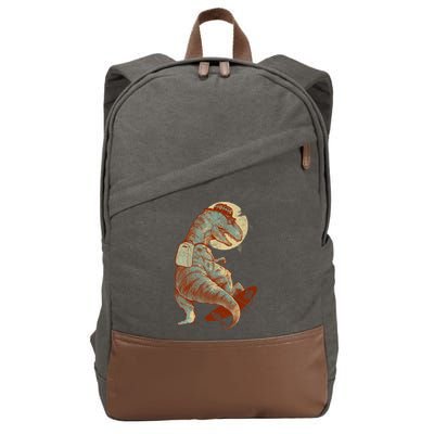 Hipster T-Rex Skateboarding Cotton Canvas Backpack