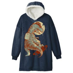 Hipster T-Rex Skateboarding Hooded Wearable Blanket