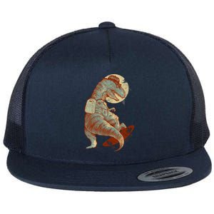 Hipster T-Rex Skateboarding Flat Bill Trucker Hat