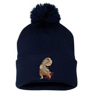 Hipster T-Rex Skateboarding Pom Pom 12in Knit Beanie