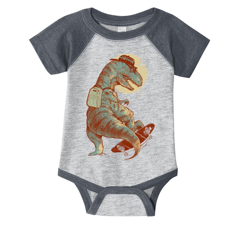 Hipster T-Rex Skateboarding Infant Baby Jersey Bodysuit