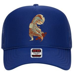 Hipster T-Rex Skateboarding High Crown Mesh Back Trucker Hat