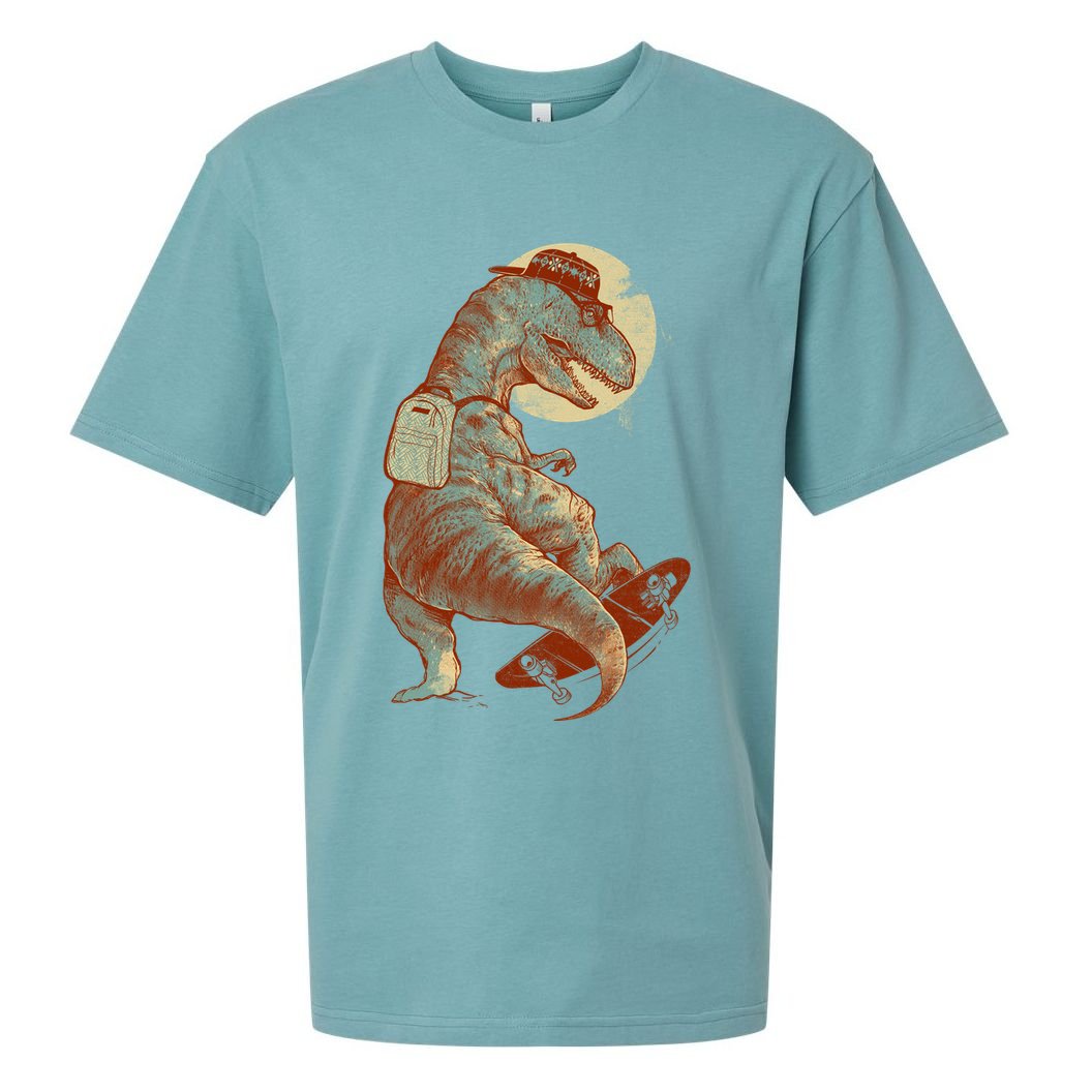 Hipster T-Rex Skateboarding Sueded Cloud Jersey T-Shirt