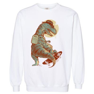 Hipster T-Rex Skateboarding Garment-Dyed Sweatshirt
