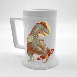 Hipster T-Rex Skateboarding Beer Stein