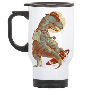 Hipster T-Rex Skateboarding Stainless Steel Travel Mug