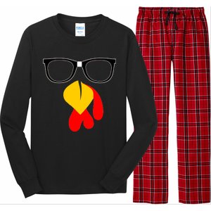 Hipster Turkey Nerd Glasses Thanksgiving Long Sleeve Pajama Set