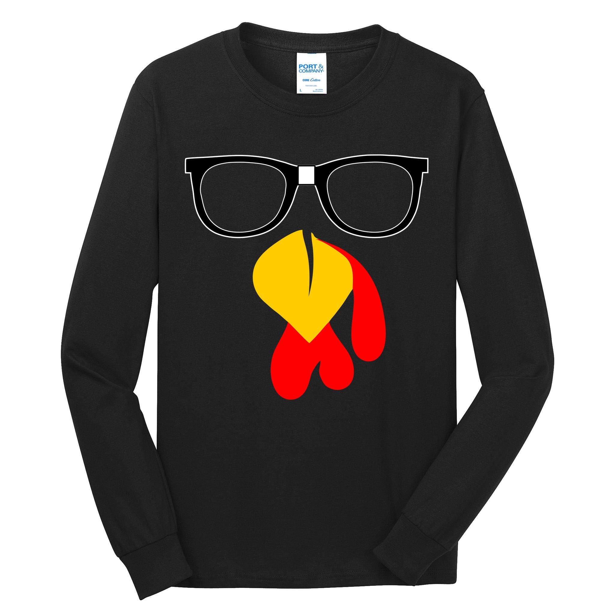 Hipster Turkey Nerd Glasses Thanksgiving Tall Long Sleeve T-Shirt